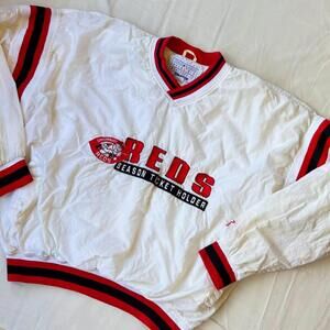 🔴 Vintage Starter Cincinnati Reds Season Ticket Windbreaker Pullover 90s MLB XL